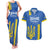 Custom Ukraine Football Couples Matching Tank Maxi Dress and Hawaiian Shirt Blue Style