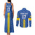 Custom Ukraine Football Couples Matching Tank Maxi Dress and Long Sleeve Button Shirt Blue Style
