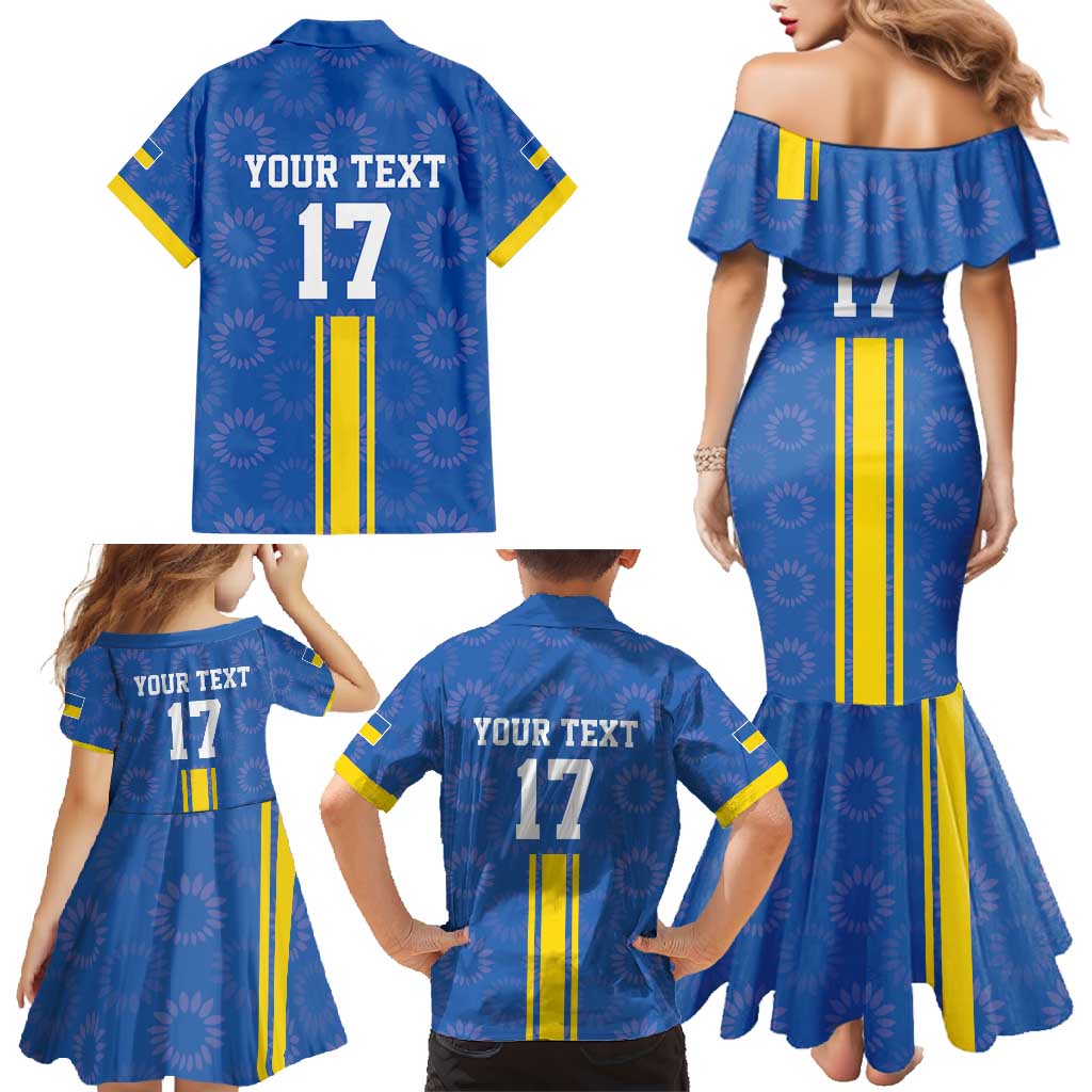Custom Ukraine Football Family Matching Mermaid Dress and Hawaiian Shirt Blue Style