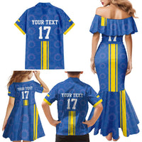 Custom Ukraine Football Family Matching Mermaid Dress and Hawaiian Shirt Blue Style