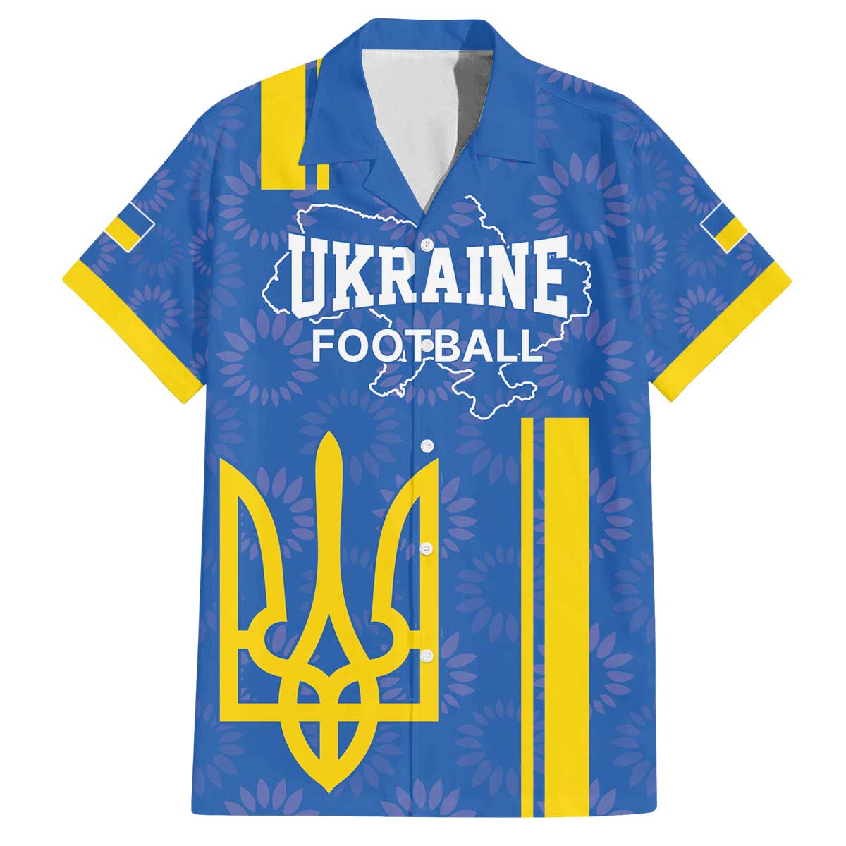 Custom Ukraine Football Family Matching Off The Shoulder Long Sleeve Dress and Hawaiian Shirt Blue Style