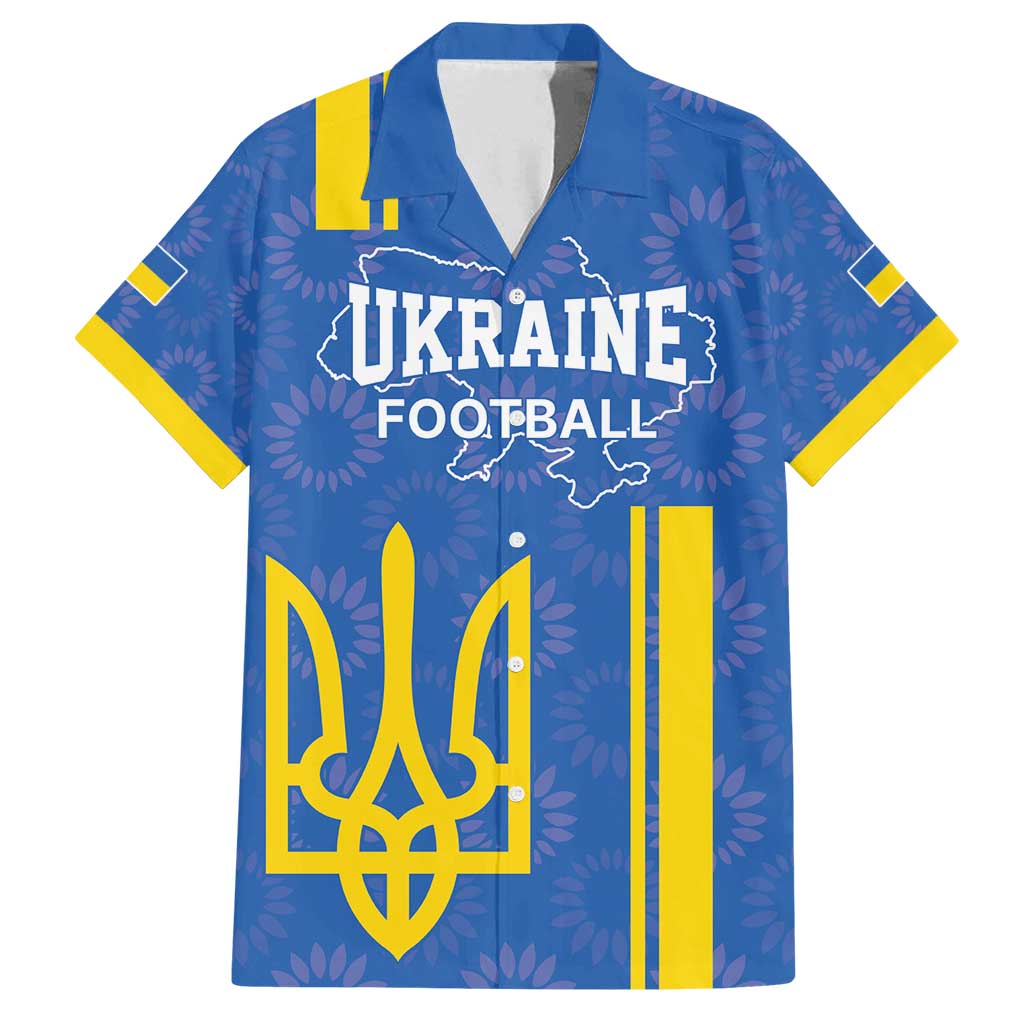 Custom Ukraine Football Family Matching Off Shoulder Short Dress and Hawaiian Shirt Blue Style
