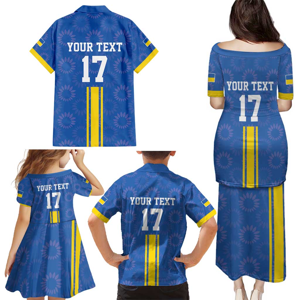 Custom Ukraine Football Family Matching Puletasi and Hawaiian Shirt Blue Style