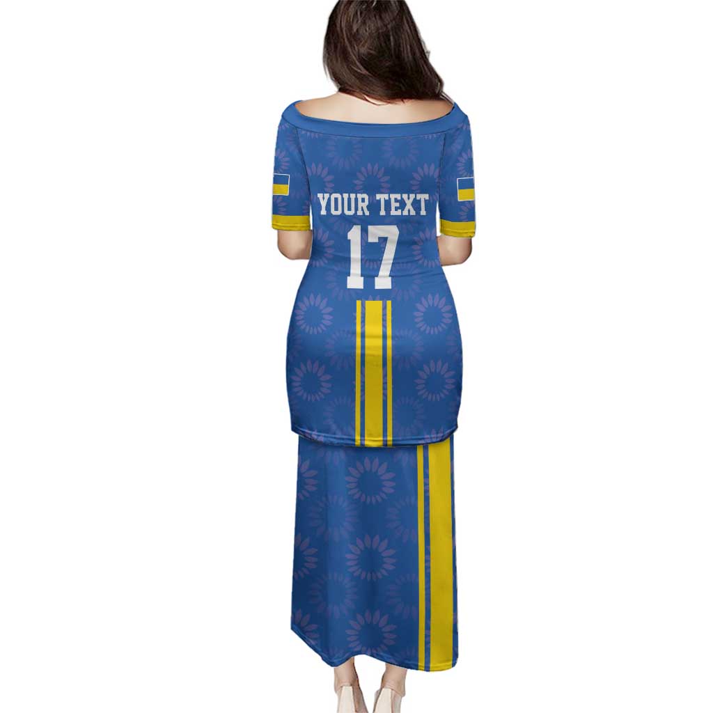 Custom Ukraine Football Family Matching Puletasi and Hawaiian Shirt Blue Style