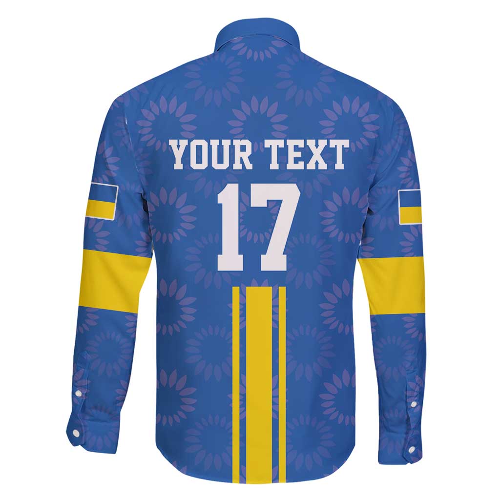 Custom Ukraine Football Family Matching Short Sleeve Bodycon Dress and Hawaiian Shirt Blue Style