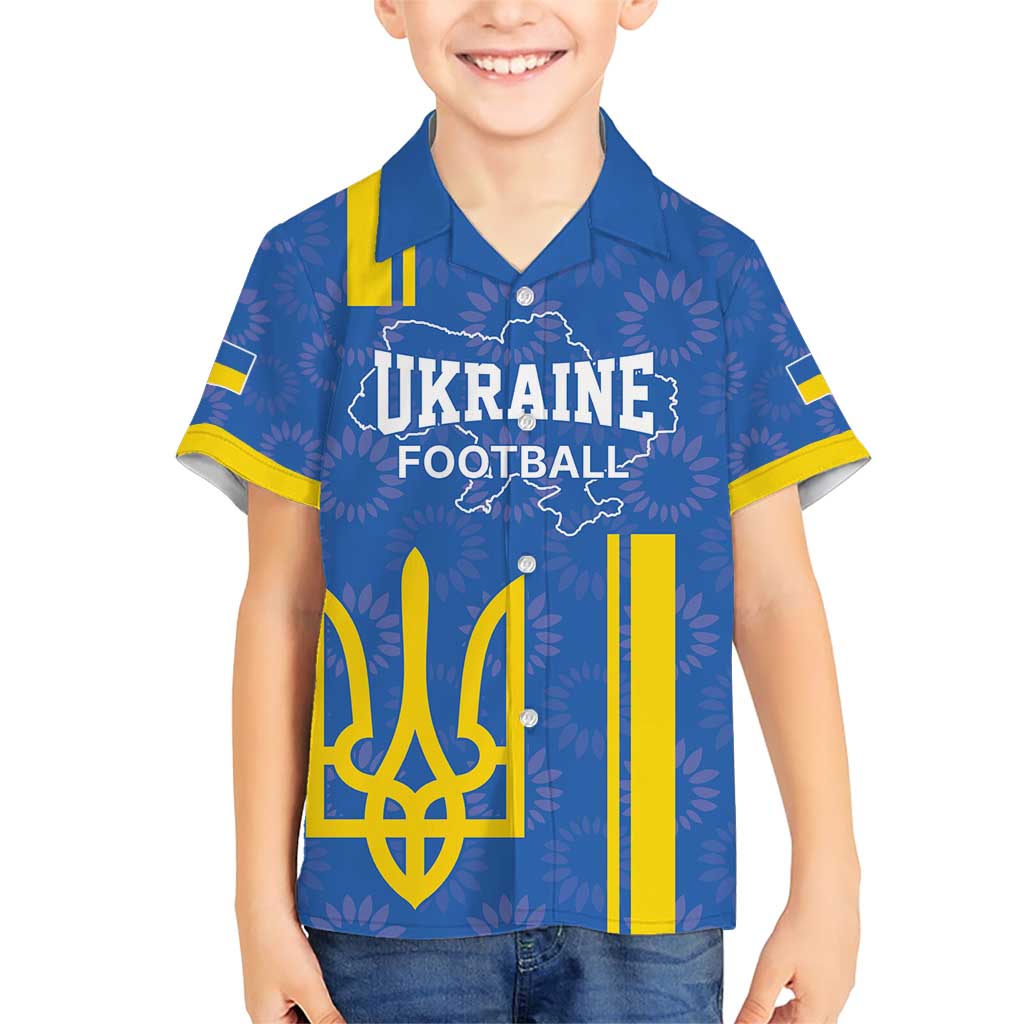 Custom Ukraine Football Family Matching Short Sleeve Bodycon Dress and Hawaiian Shirt Blue Style