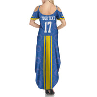 Custom Ukraine Football Family Matching Summer Maxi Dress and Hawaiian Shirt Blue Style