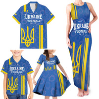 Custom Ukraine Football Family Matching Tank Maxi Dress and Hawaiian Shirt Blue Style
