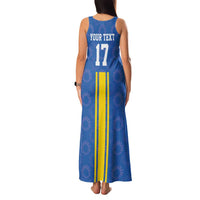 Custom Ukraine Football Family Matching Tank Maxi Dress and Hawaiian Shirt Blue Style
