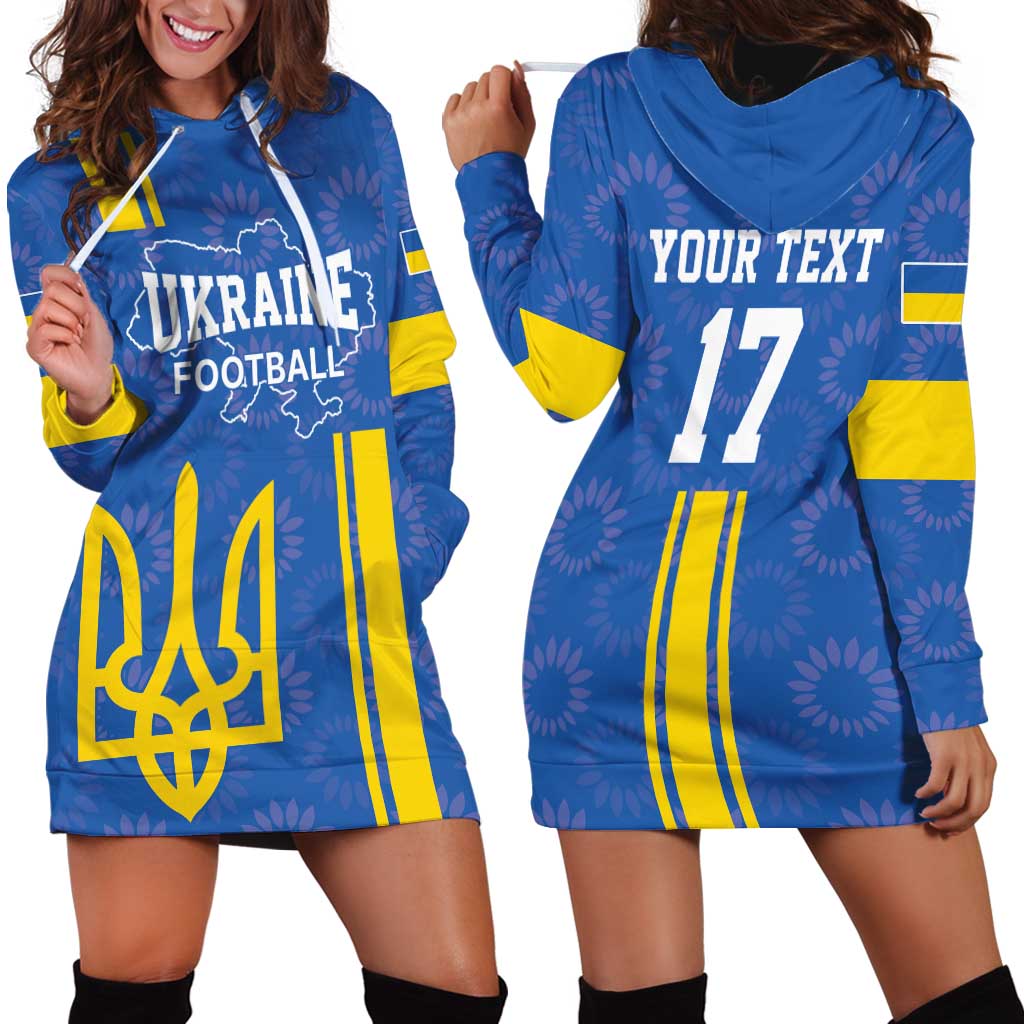 Custom Ukraine Football Hoodie Dress Blue Style