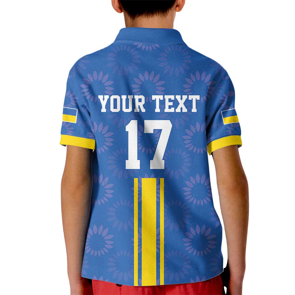 Custom Ukraine Football Kid Polo Shirt Blue Style