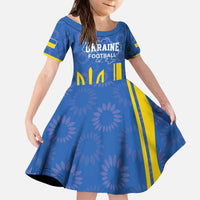 Custom Ukraine Football Kid Short Sleeve Dress Blue Style