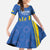 Custom Ukraine Football Kid Short Sleeve Dress Blue Style