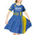 Custom Ukraine Football Kid Short Sleeve Dress Blue Style