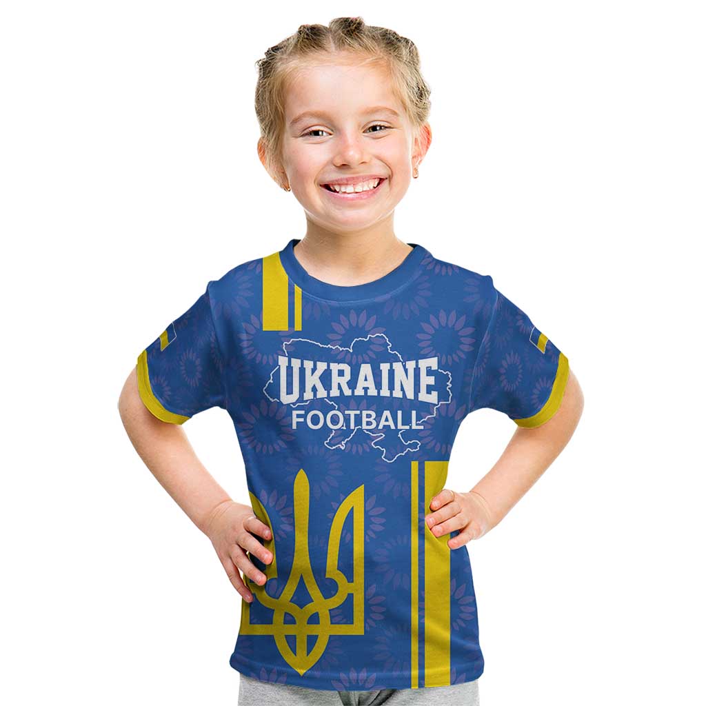 Custom Ukraine Football Kid T Shirt Blue Style