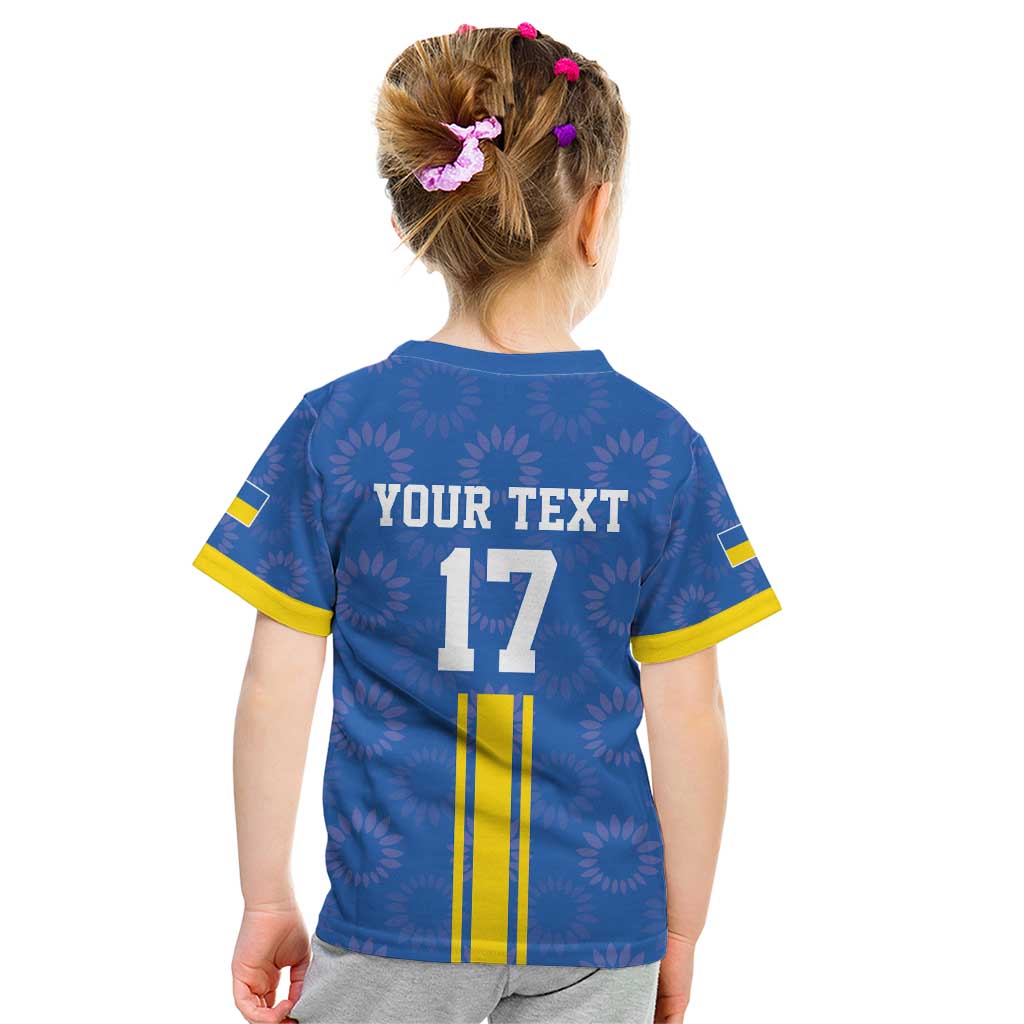 Custom Ukraine Football Kid T Shirt Blue Style
