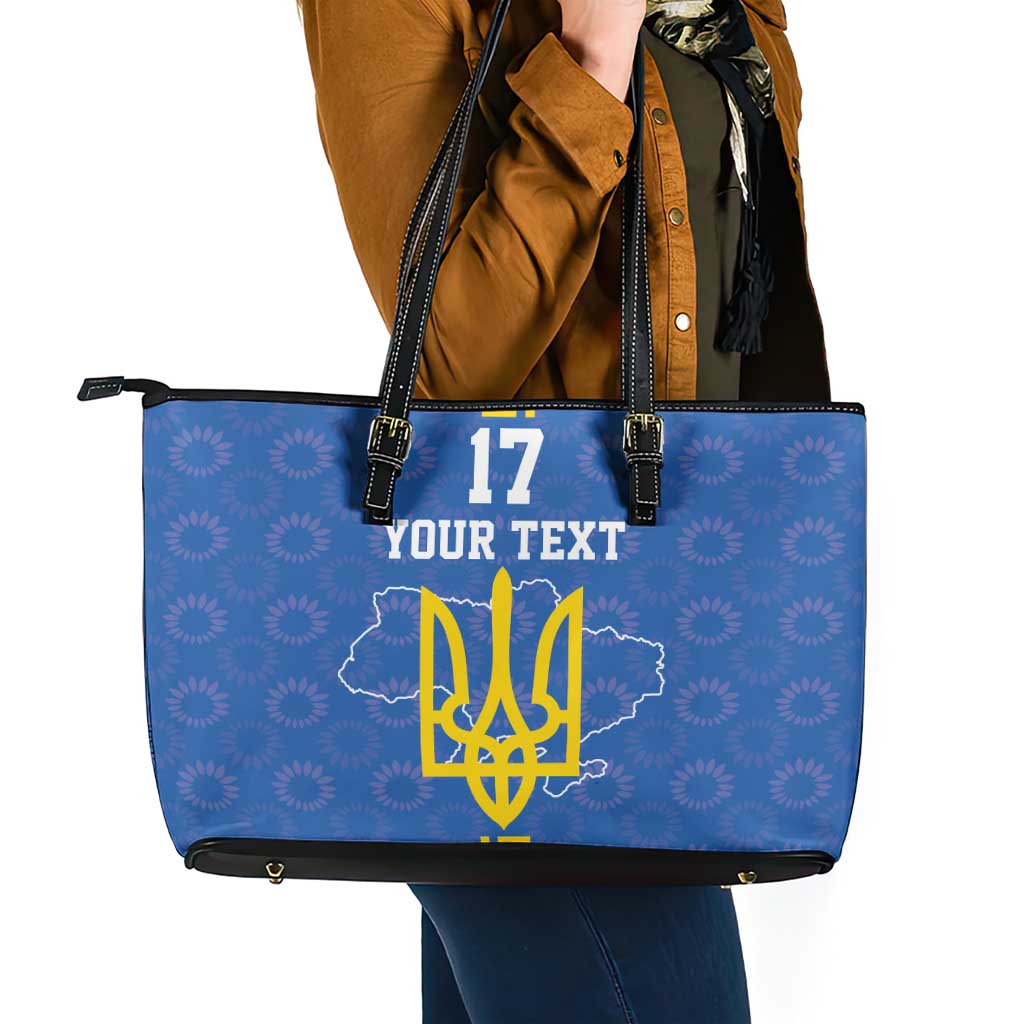 Custom Ukraine Football Leather Tote Bag Blue Style
