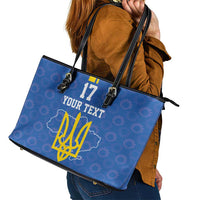 Custom Ukraine Football Leather Tote Bag Blue Style