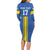 Custom Ukraine Football Long Sleeve Bodycon Dress Blue Style
