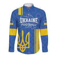Custom Ukraine Football Long Sleeve Button Shirt Blue Style