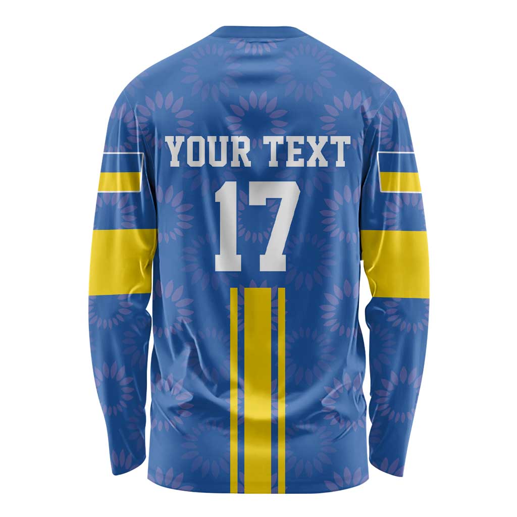 Custom Ukraine Football Long Sleeve Shirt Blue Style