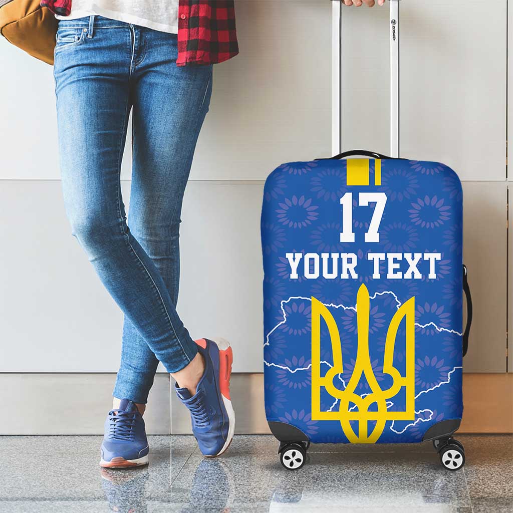 Custom Ukraine Football Luggage Cover Blue Style