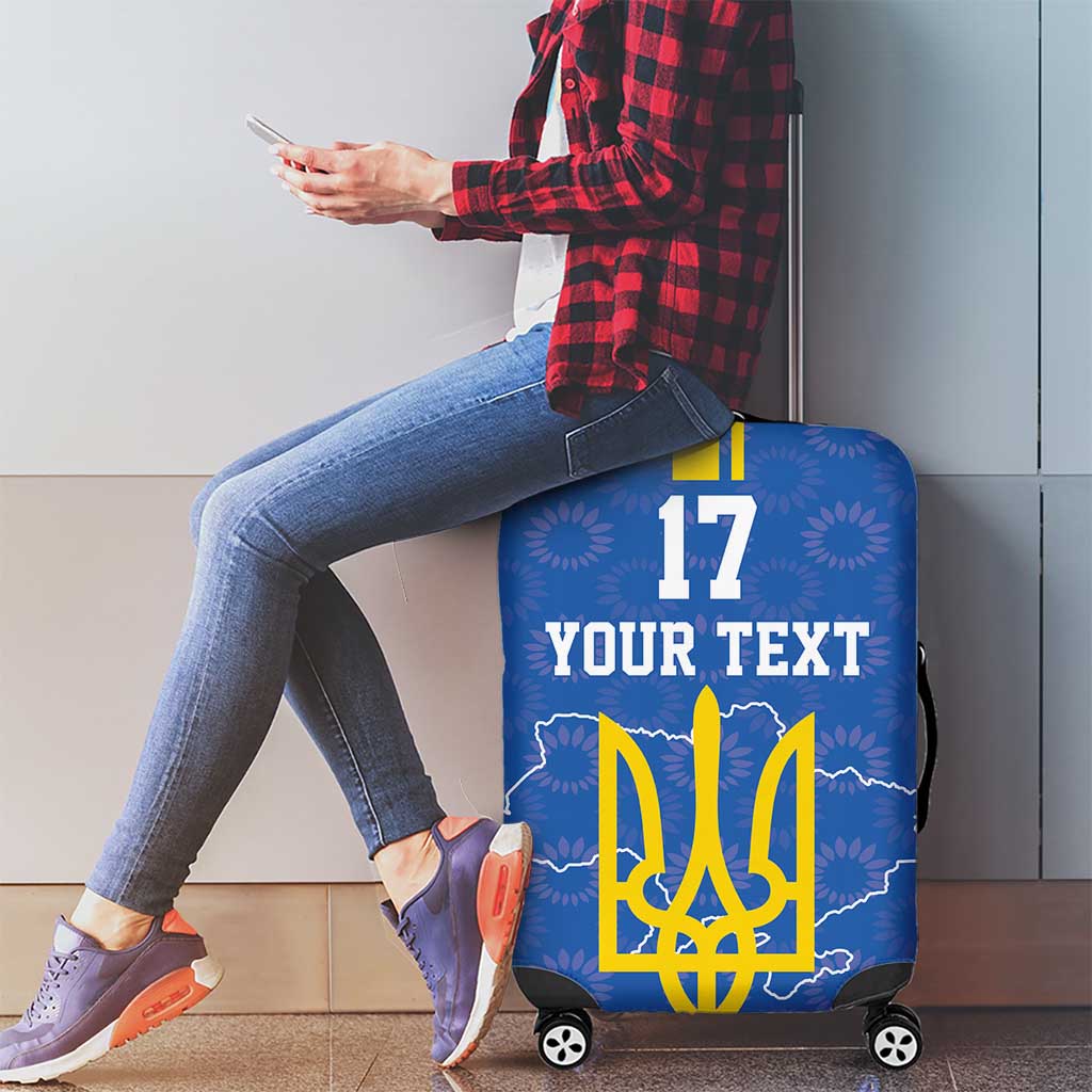 Custom Ukraine Football Luggage Cover Blue Style