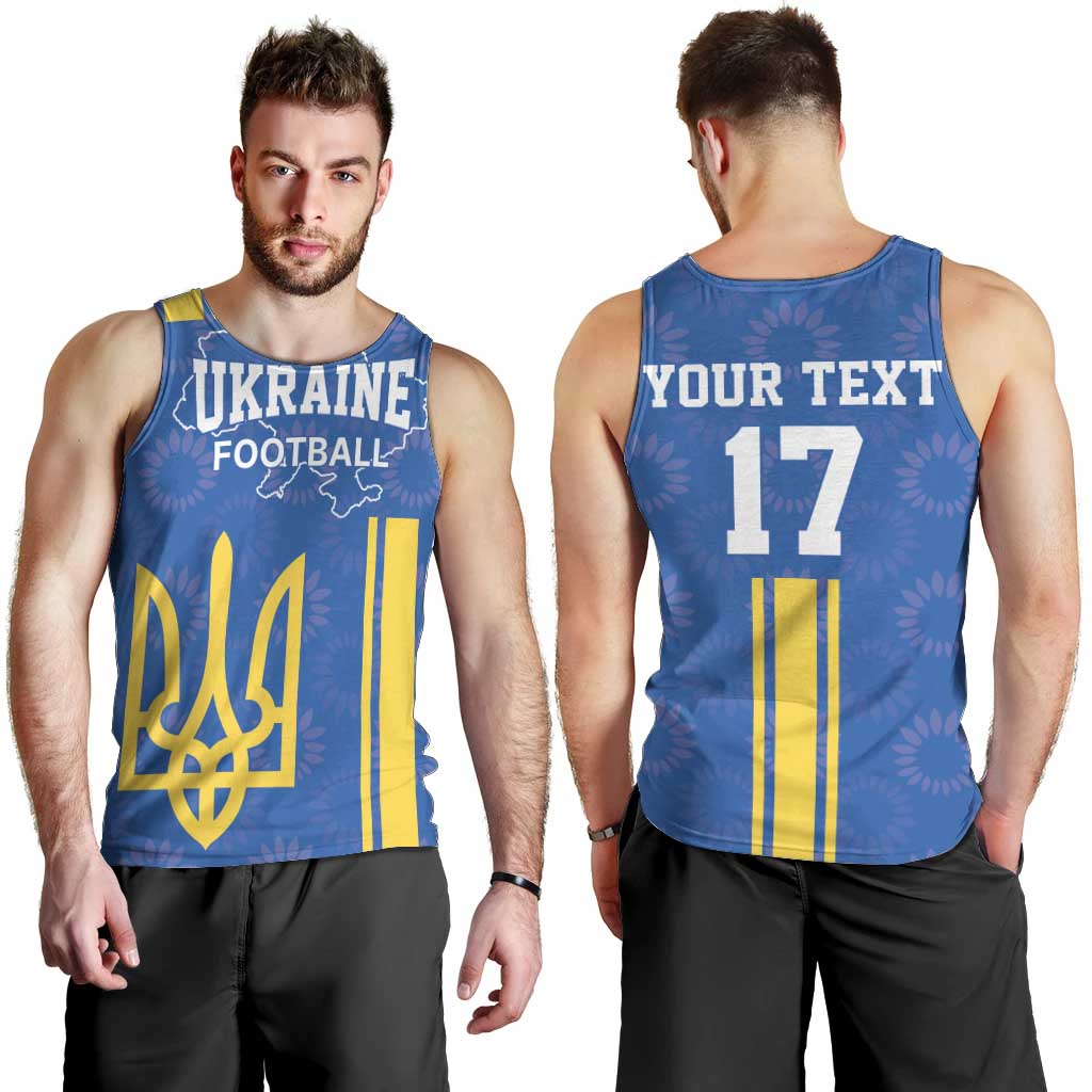 Custom Ukraine Football Men Tank Top Blue Style