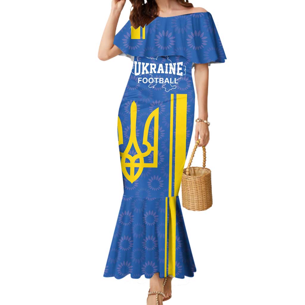 Custom Ukraine Football Mermaid Dress Blue Style