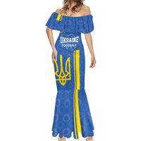Custom Ukraine Football Mermaid Dress Blue Style
