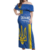 Custom Ukraine Football Off Shoulder Maxi Dress Blue Style