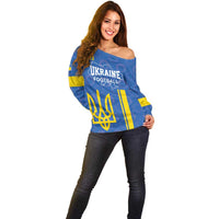 Custom Ukraine Football Off Shoulder Sweater Blue Style