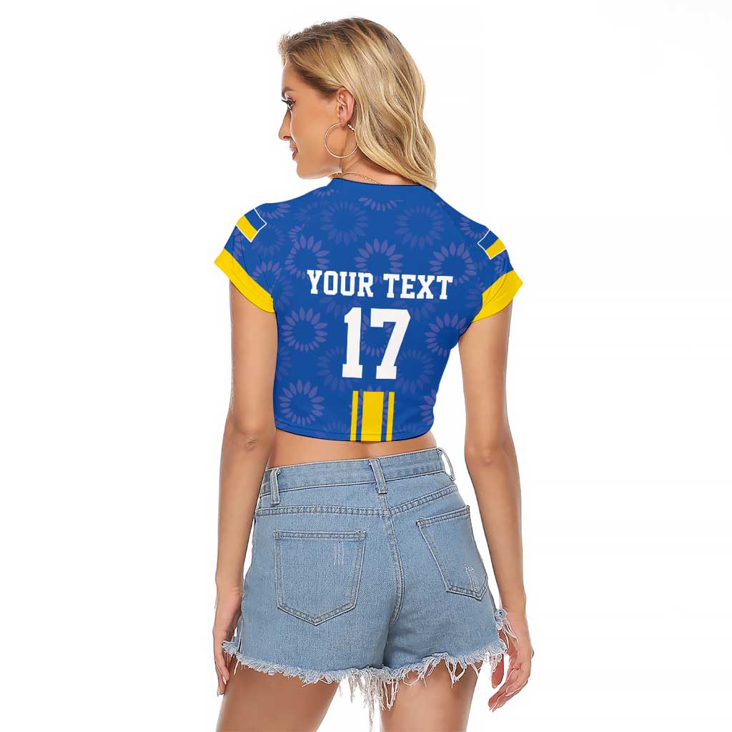 Custom Ukraine Football Raglan Cropped T Shirt Blue Style
