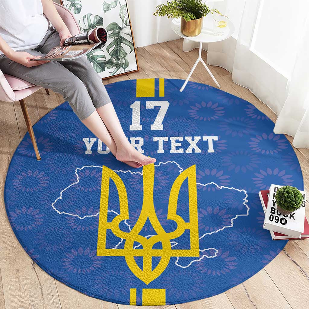 Custom Ukraine Football Round Carpet Blue Style