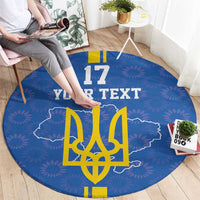 Custom Ukraine Football Round Carpet Blue Style
