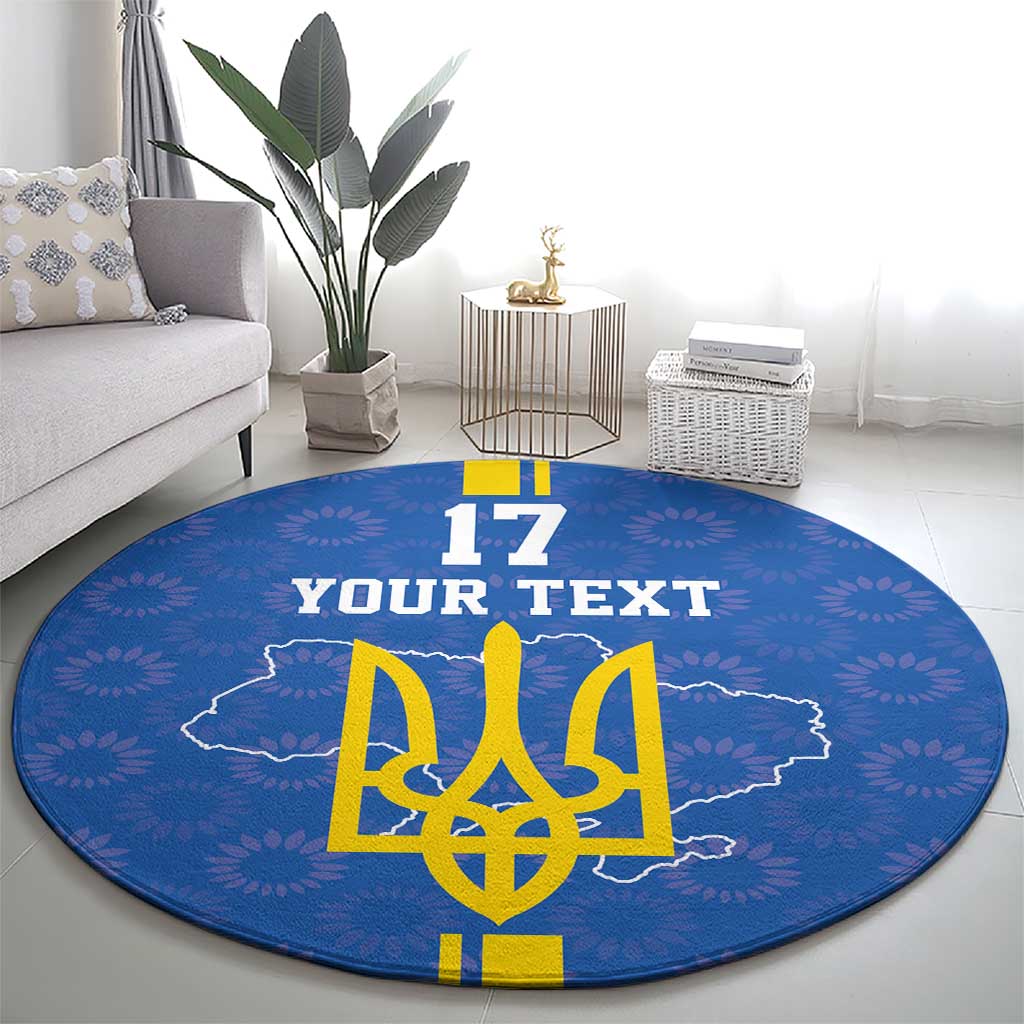 Custom Ukraine Football Round Carpet Blue Style