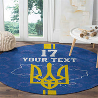 Custom Ukraine Football Round Carpet Blue Style