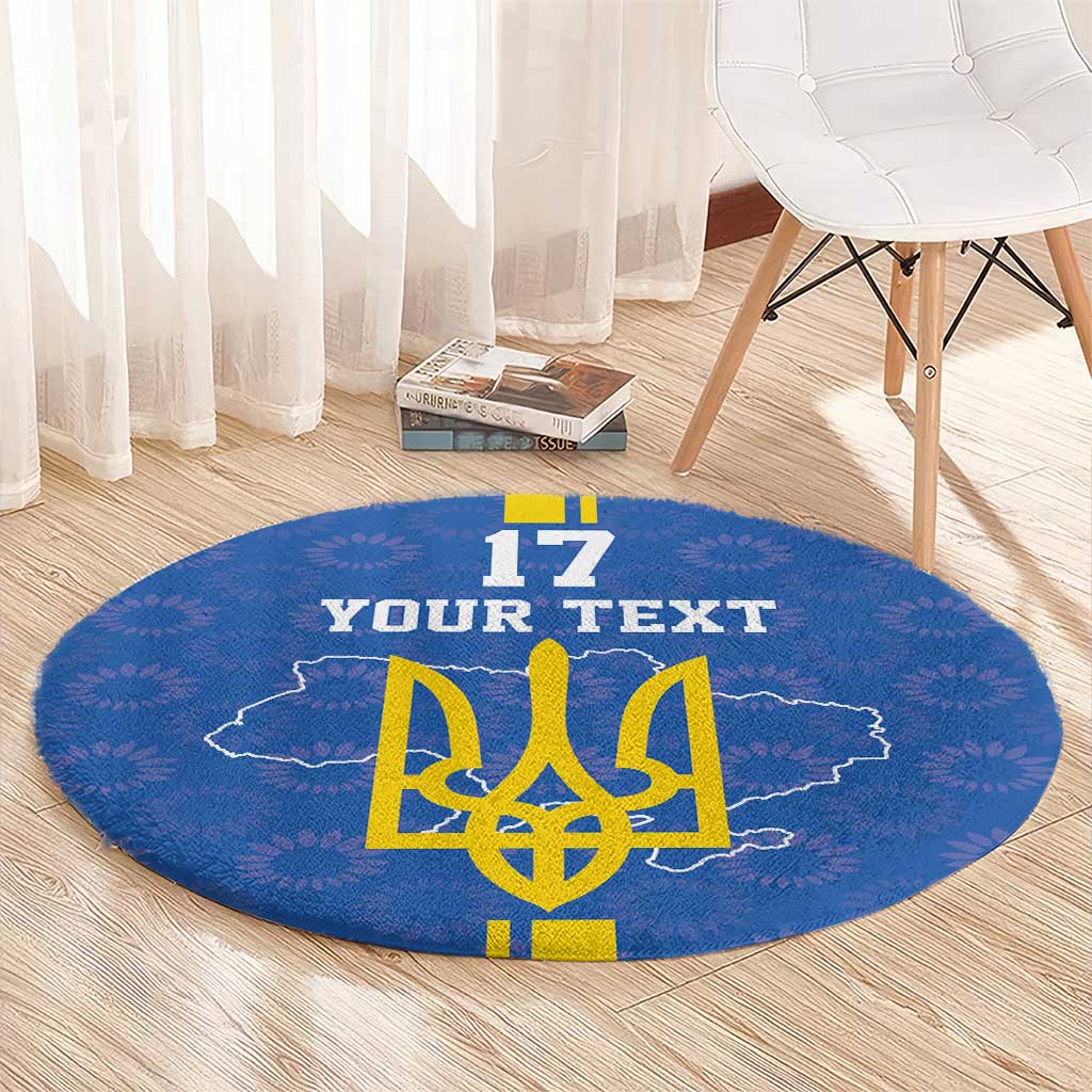 Custom Ukraine Football Round Carpet Blue Style