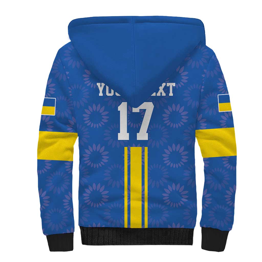 Custom Ukraine Football Sherpa Hoodie Blue Style