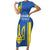 Custom Ukraine Football Short Sleeve Bodycon Dress Blue Style