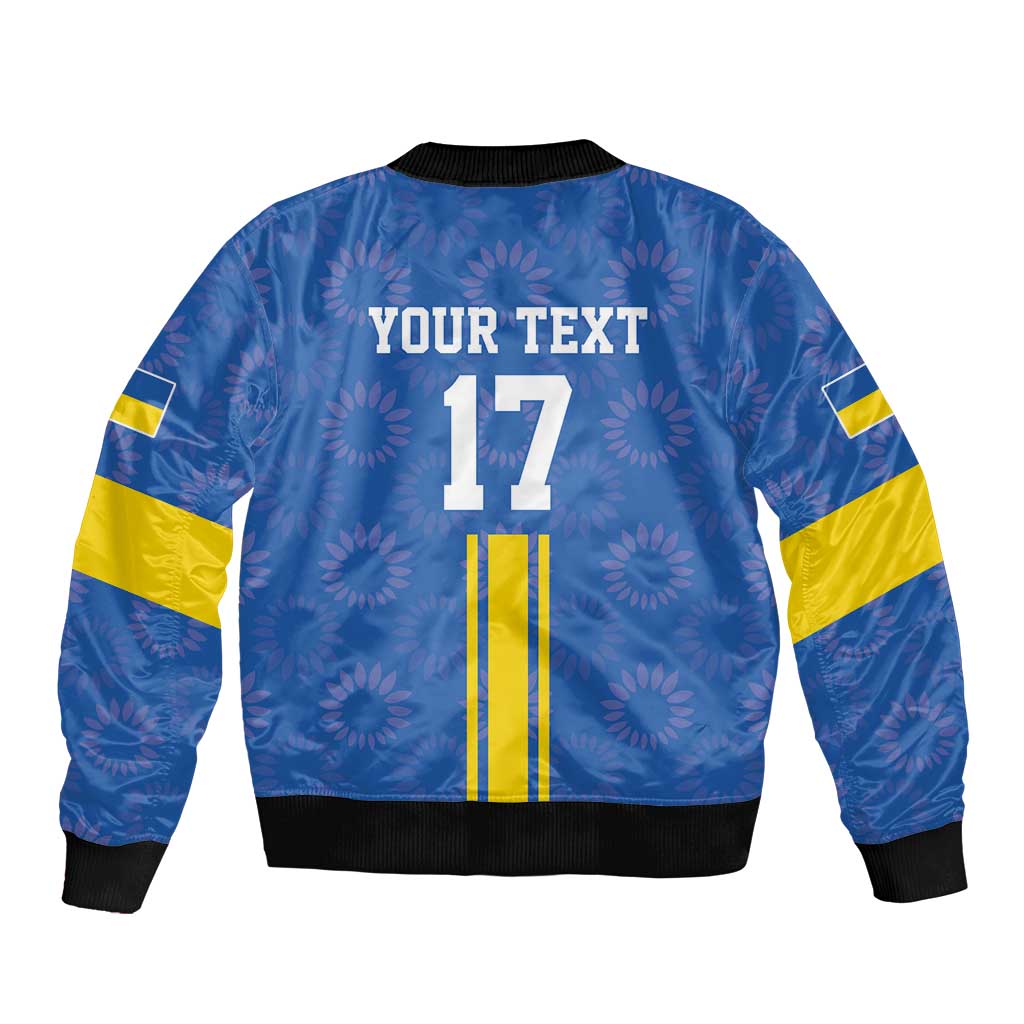 Custom Ukraine Football Sleeve Zip Bomber Jacket Blue Style