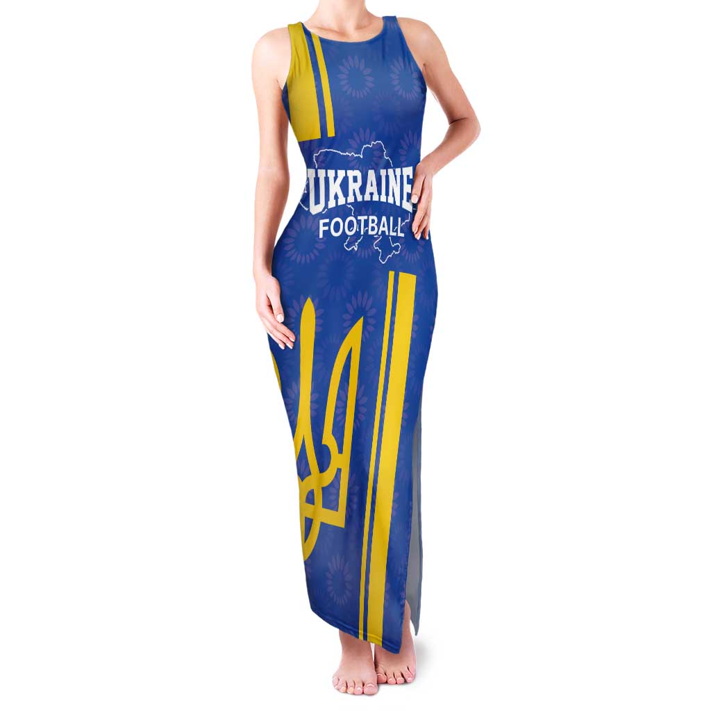 Custom Ukraine Football Tank Maxi Dress Blue Style