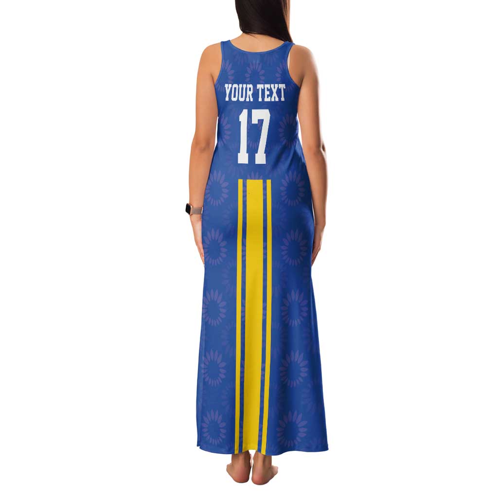 Custom Ukraine Football Tank Maxi Dress Blue Style