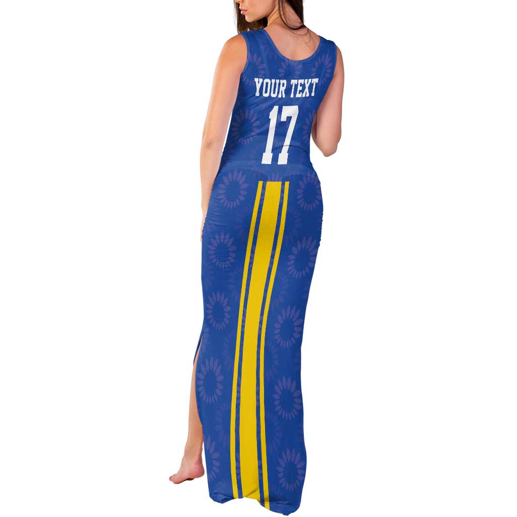 Custom Ukraine Football Tank Maxi Dress Blue Style