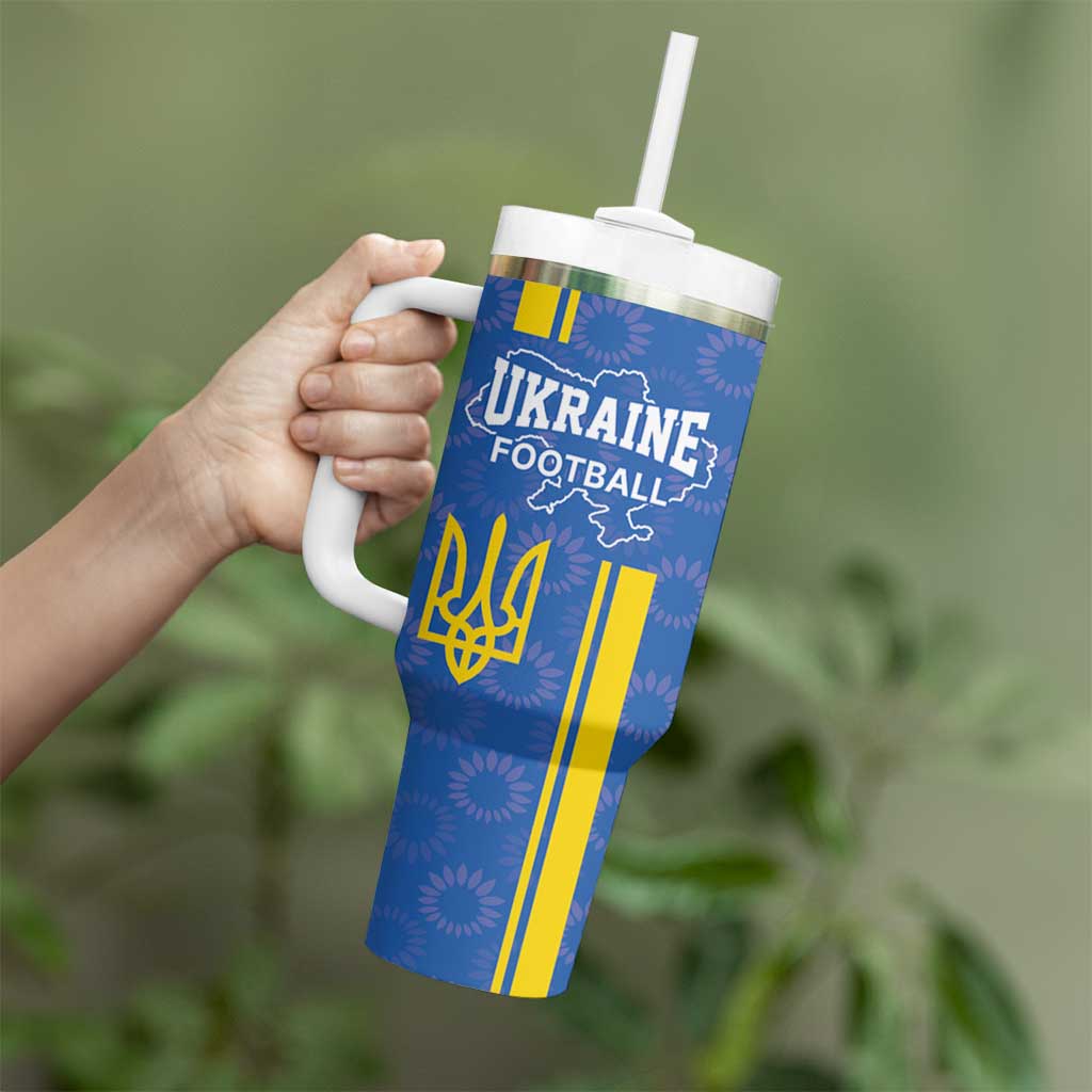 Custom Ukraine Football Tumbler With Handle Blue Style