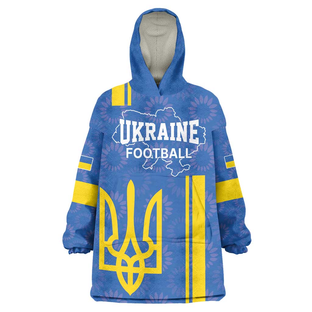Custom Ukraine Football Wearable Blanket Hoodie Blue Style