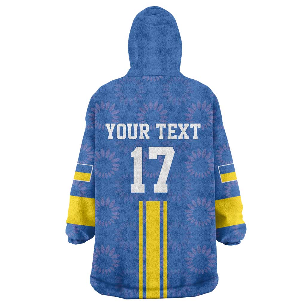 Custom Ukraine Football Wearable Blanket Hoodie Blue Style