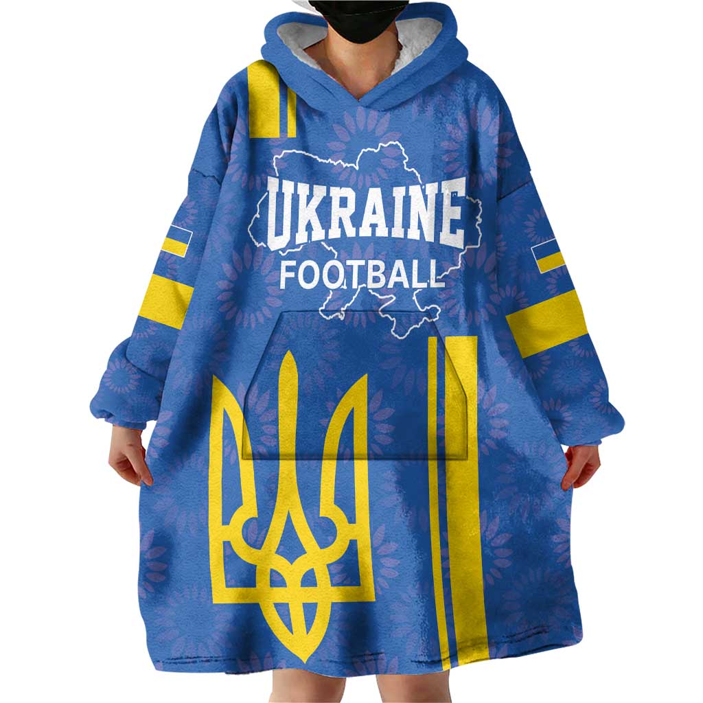 Custom Ukraine Football Wearable Blanket Hoodie Blue Style