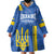 Custom Ukraine Football Wearable Blanket Hoodie Blue Style