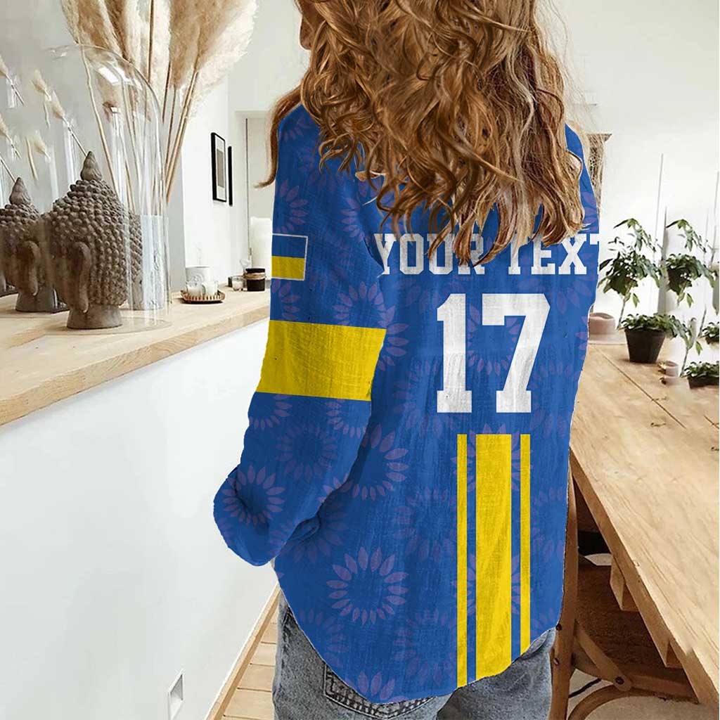Custom Ukraine Football Women Casual Shirt Blue Style